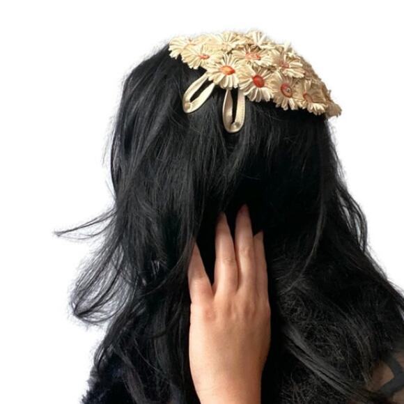 Vintage 40s 50s Roos Bros. Muller Floral Fascinator Juliet Hat main image 4